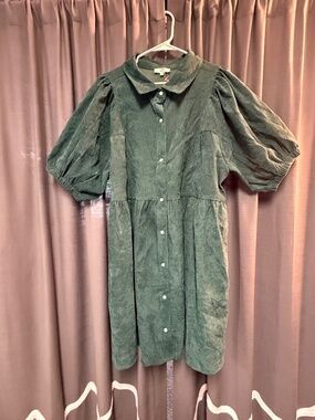 Hunter green Corduroy Baby Doll Dress 2X NWT